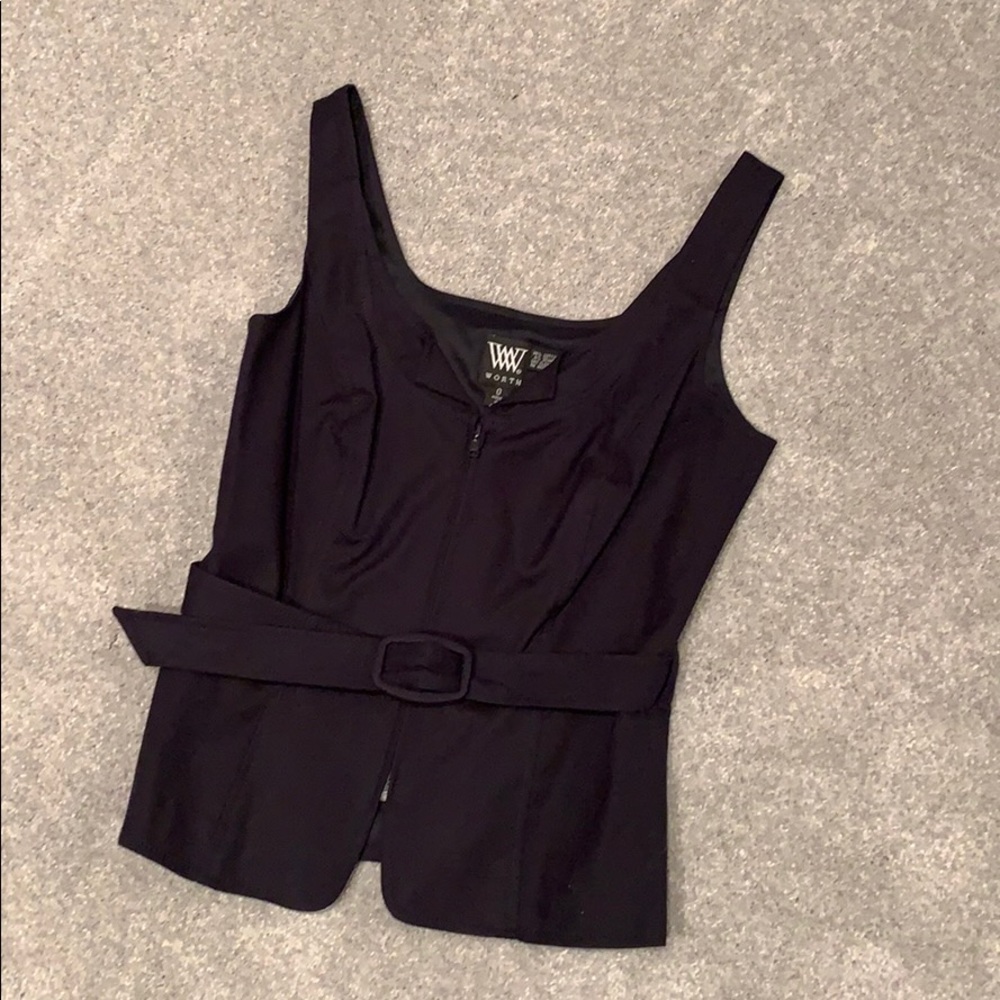 Black front zip sleeveless top